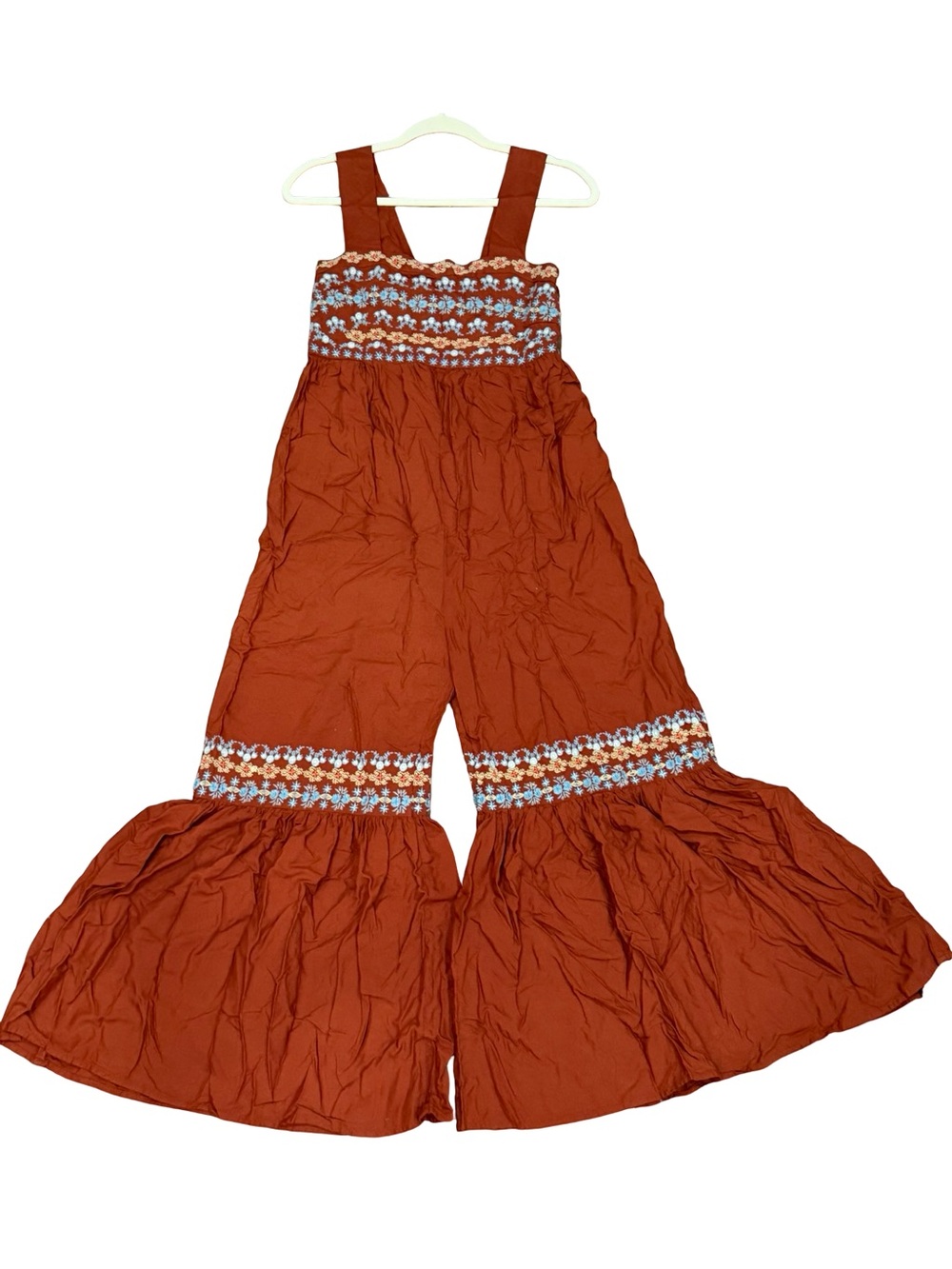 ๐ฟ Natural Life Hannah Embroidered Jumpsuit Women's Medium Rust Boho Floral - Picture 11 of 13